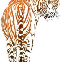 An1291 tigre pochoir a peindre orange