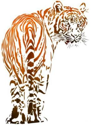 An1291 tigre pochoir a peindre orange
