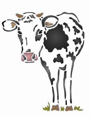 Anisp011 pochoir vache noire et blanche style pochoir
