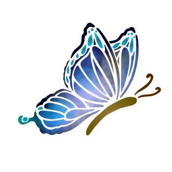 Anisp058 pochoir papillon bleur style pochoir