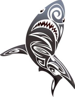 Anisp0695 pochoir requin stylise style pochoir