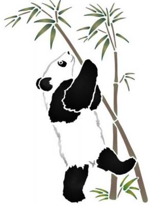 Anisp082 pochoir panda sur la branche style pochoir