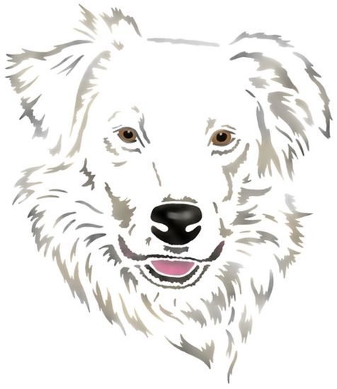 Anisp087 pochoir chien blanc poils longs style pochoir