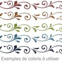 Atbl676 frise baroque fine pochoir couleurs