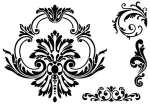 Bar58910 pochoir baroque motifs baroques classiques style pochoir