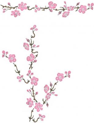 Branche et frise fleurs pommier kit promo pochoir style pochoir