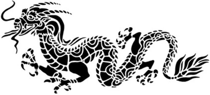 Chin111 pochoir dragon chinois style pochoir