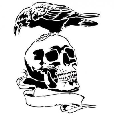 Crane corbeau pochoir a peindre stylepochoir skull