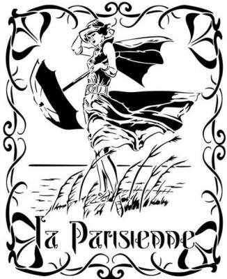 D1287 la parisienne femme art deco vintage pochoir