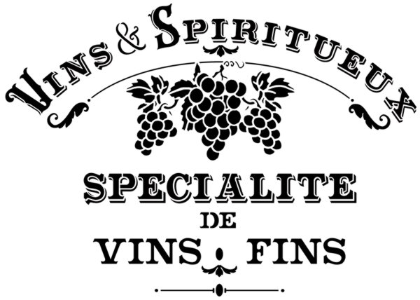 D2640 pochoir vins spiritueux vigne chateau vignoble pour bar a vin bouteille de vin pochoir mural
