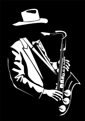 Sticker for Sale avec l'œuvre « Saxophone et danseur de danse, musique  Jazz, joueur de saxophone avec Notes de musique rétro Vintage drôle BK2 »  de l'artiste Cedrus-shop