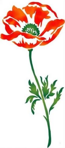 Fl009 pochoir fleur coquelicot 1 tige style pochoir 1