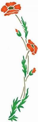 Fl192 pochoir fleur coquelicot courbe gauche