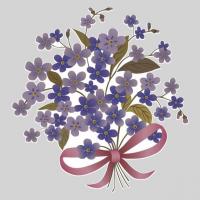 Fl50098 sticker bouquet fleurs bleues violettes autocollant decoupe