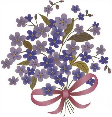 Fl50098 sticker bouquet fleurs bleues violettes autocollant