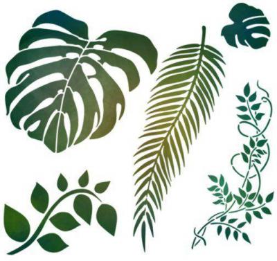 Fl6984 feuilles exotiques pochoir feuillages monstera