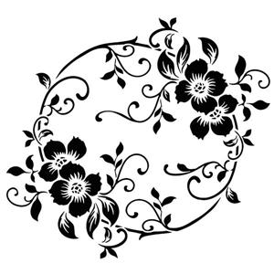 Fl88256 fleurs baroques pochoir forme cercle style pochoir