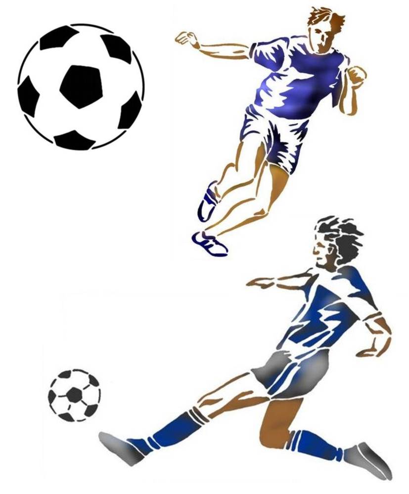 Kit pochoirs foot ballons de foot et footballeurs promotion style pochoir