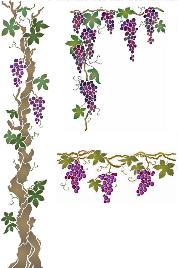 Kit pochoirs vigne raisin en promo style pochoir