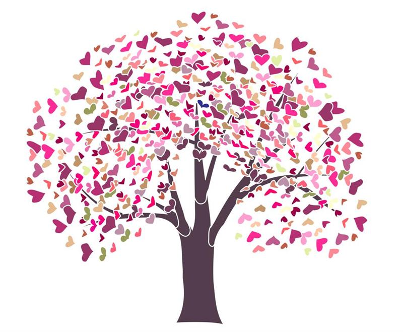 sticker decoration murale arbre a coeur