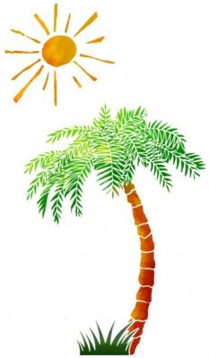 Palmier au soleil pochoir a peindre style pochoir mur5896