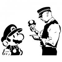 Per68701 mario champignon policier streert art pochoir mon artisane