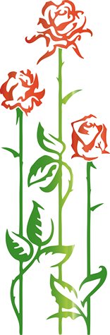 Pochoir 3 tiges de roses design fl12009