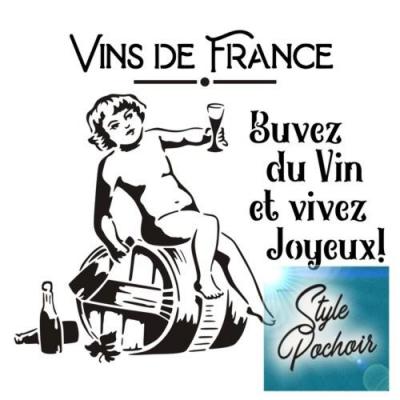 Pochoir affiche buvez du vin vintage stylepochoir vin315