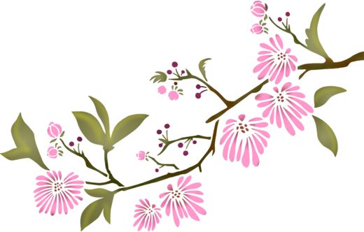 Pochoir branche de fleurs roses style pochoir mon artisane
