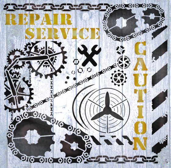 Pochoir industriel engrenages marquages caisses style pochoir ind96647