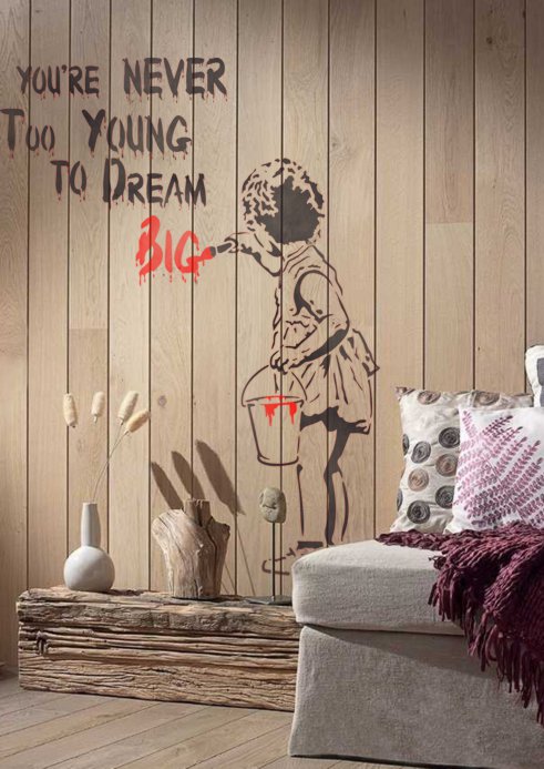 Pochoir mural street art fille you re never too young to dream big style pochoir