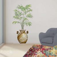 Pochoir plante de palmier en pot sur mur interieur 1