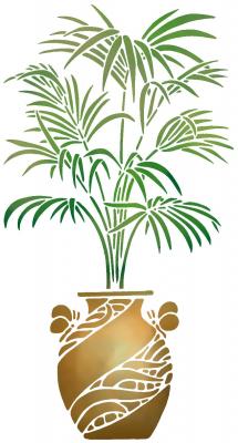 Pochoir plante palmier en pot style pochoir