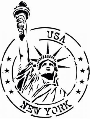 Pochoir usa statue de la liberte etats unis stencil div45555