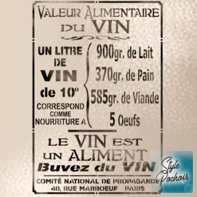 Pochoir valeur alimentaire du vin affiche ancienne vin652 stylepochoir